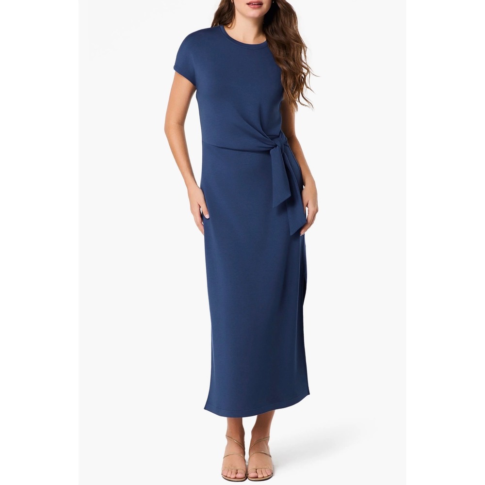 Spanx AirEssentials Tie-Front Navy Blue Maxi Knit Dress Size M